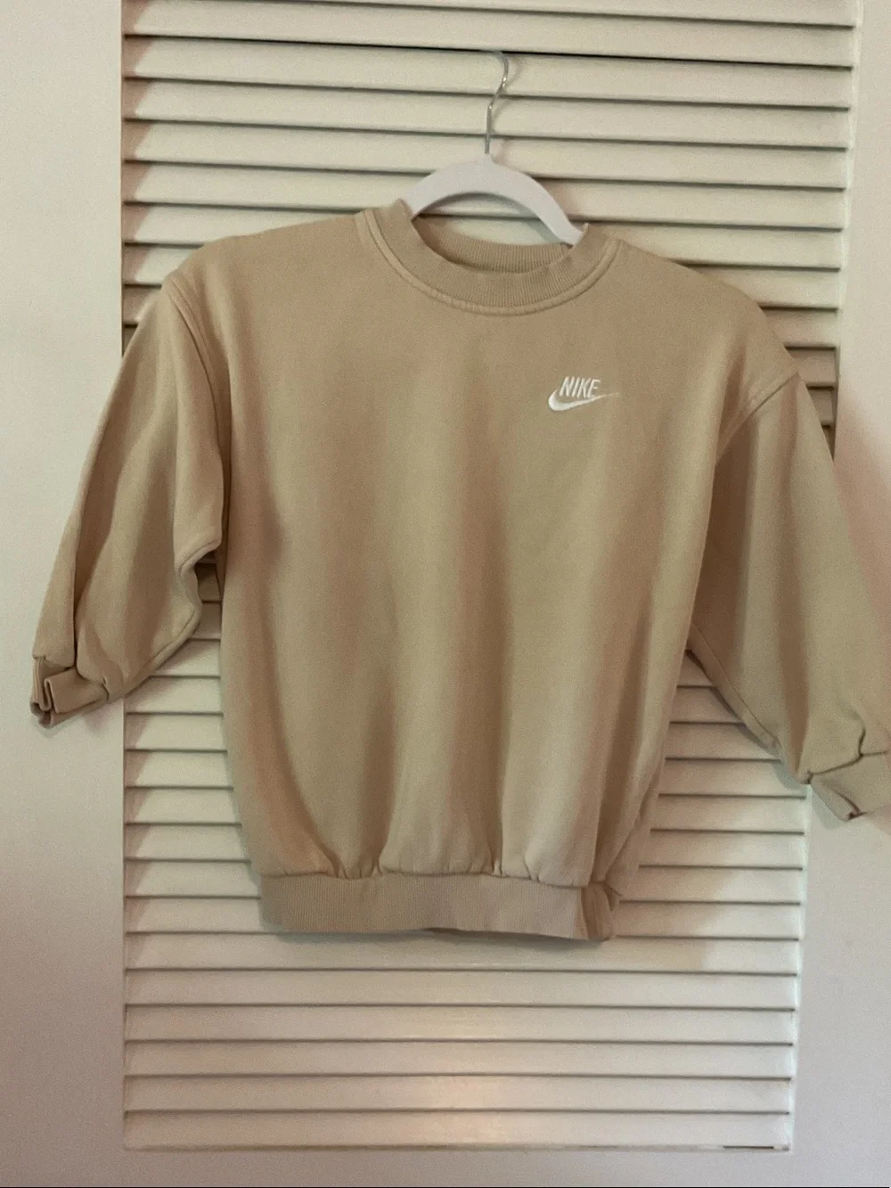 Kids size xs Nike Tan Crewneck Sweatshirt with White Swoosh